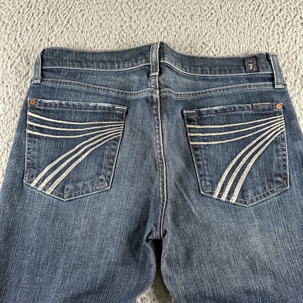 7 For All Mankind Dojo Jeans Womens 28 Blue Medium Wash Low Rise Wide Leg